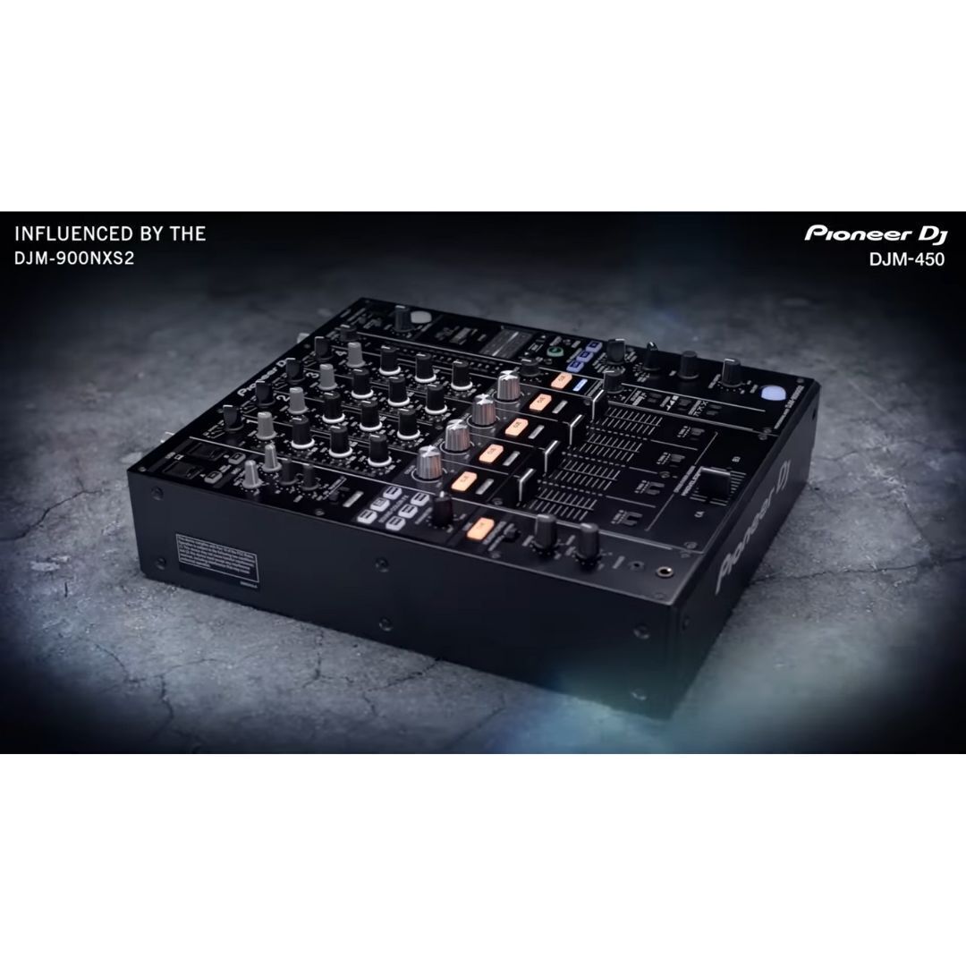 Pioneer DJ DJM 450 2 Channel DJ Mixer and Precise Fit Mixers Cover Bundle