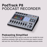 Zoom PodTrak P8 Podcasting Recorder with 1711 6 Case with Foam Interior Bundle
