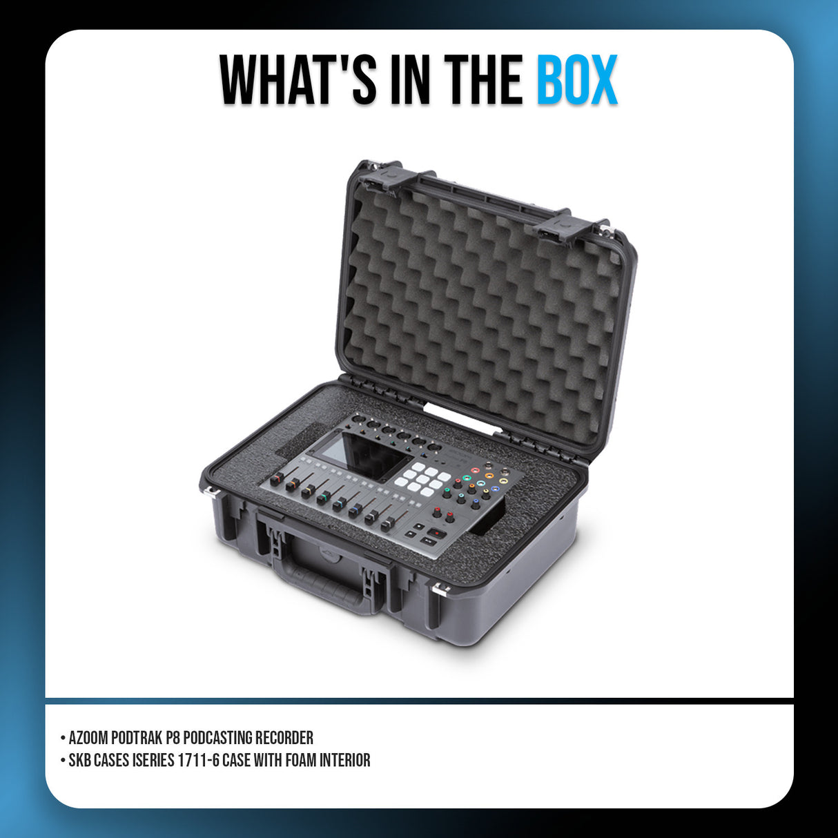 Zoom PodTrak P8 Podcasting Recorder with 1711 6 Case with Foam Interior Bundle