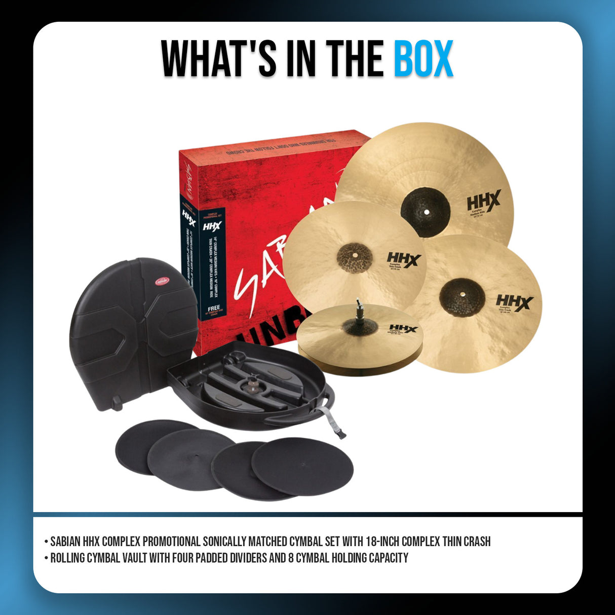 SABIAN HHX Complex Promotional 18 Inch Complex Thin Crash Cymbal Set Bundle