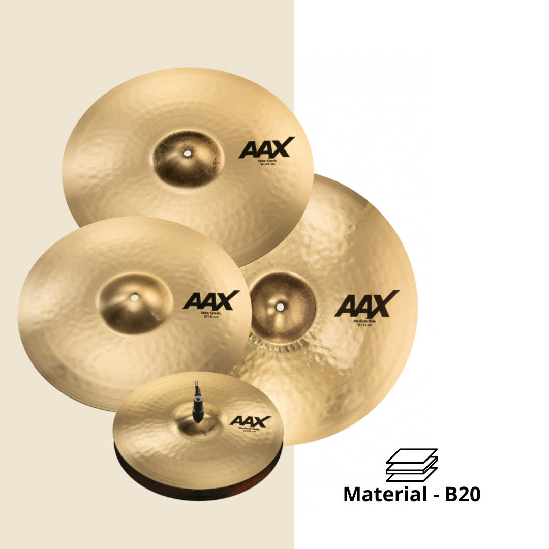 Sabian AAX Promotional Hats Crash Ride and Free Crash Natural Cymbal Set Bundle