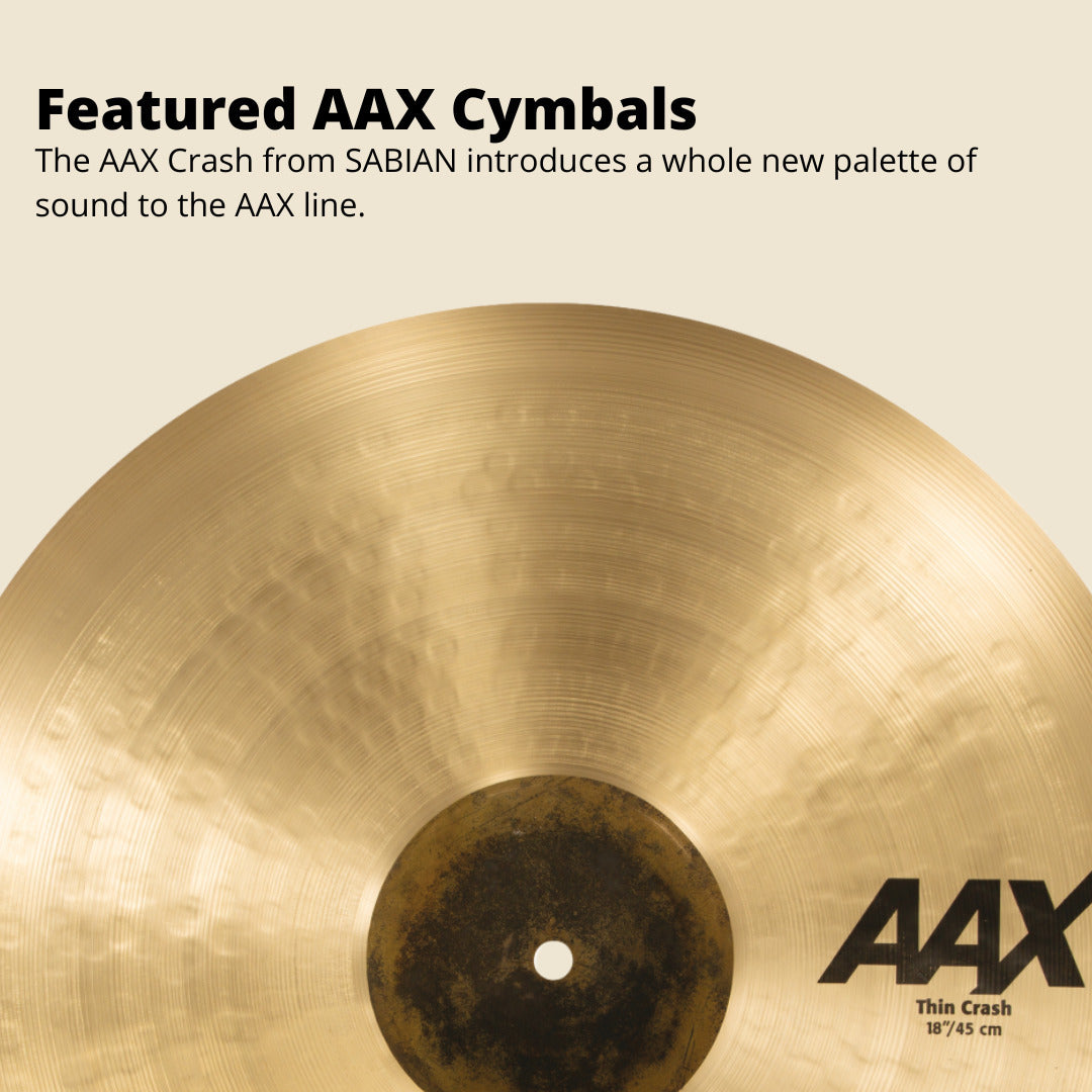 Sabian AAX Promotional Hats Crash Ride and Free Crash Natural Cymbal Set Bundle