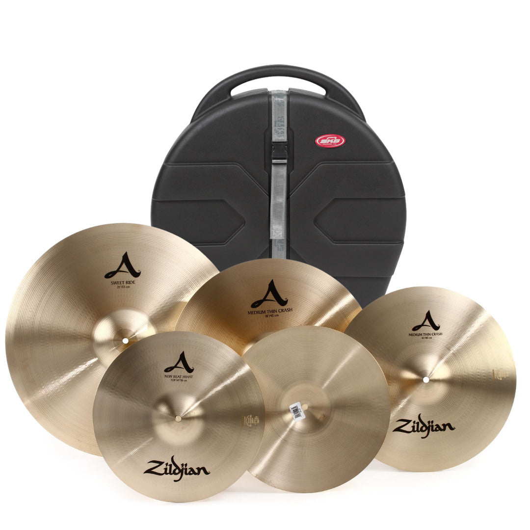 Zildjian A Series New Beat Hi Hats and Medium Thin Crash Cymbal Pack Bundle