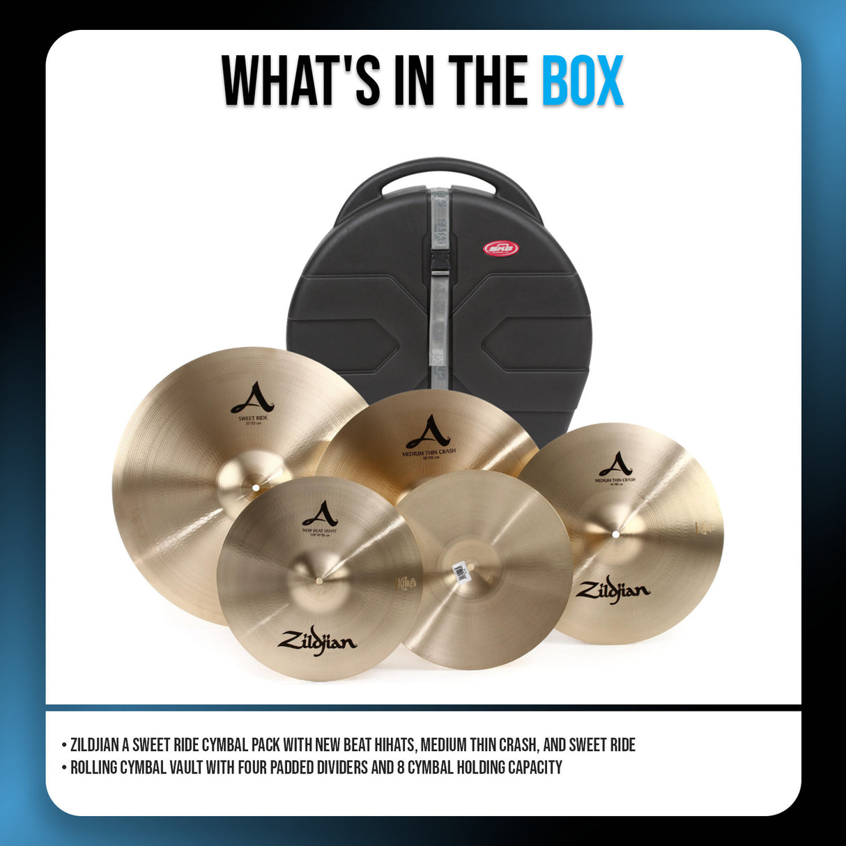 Zildjian A Series New Beat Hi Hats and Medium Thin Crash Cymbal Pack Bundle
