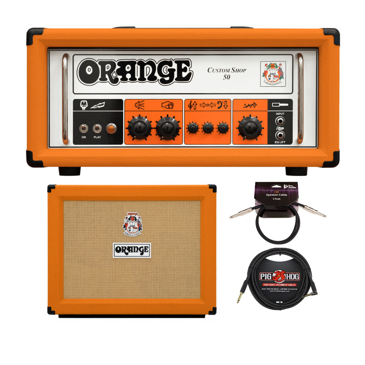 Orange Amps CS50 Custom Shop 50W Tube Amp Head with 2x12-Inch Open Back Cabinet
