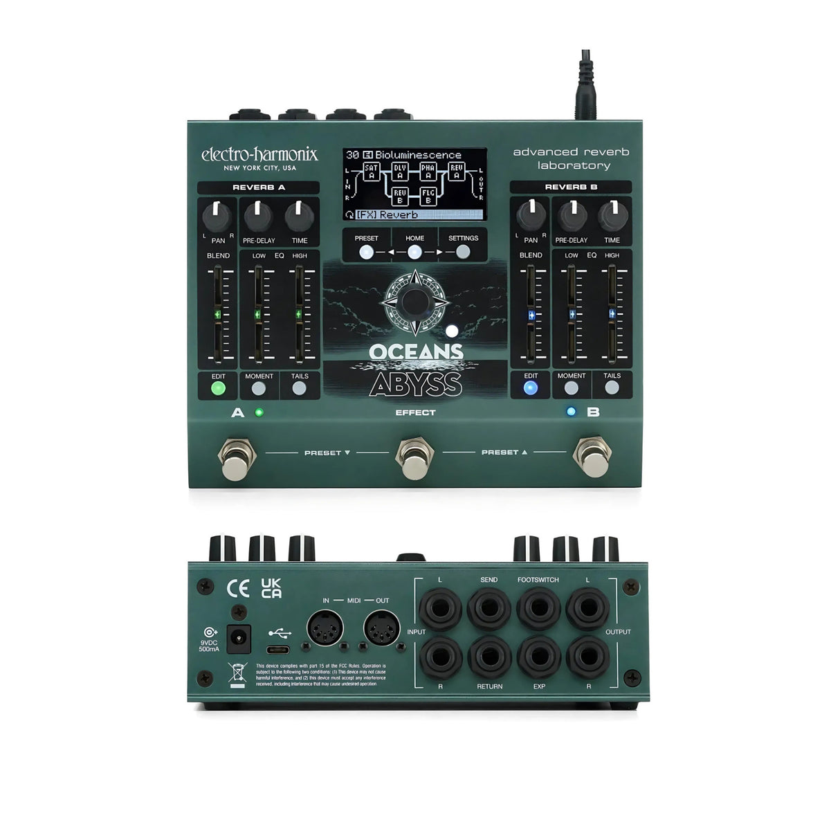 Electro-Harmonix Oceans Abyss Advanced Reverb Laboratory with OLED Display