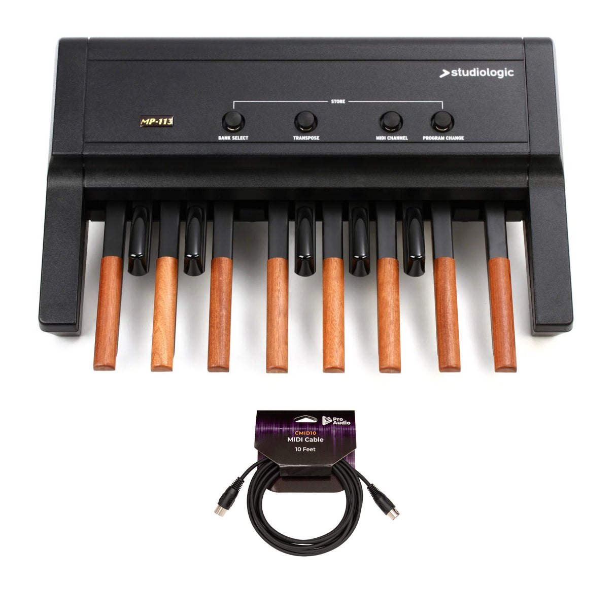 Studiologic MP-113 MIDI Controller Pedal Board with MIDI Cable (10-Feet)