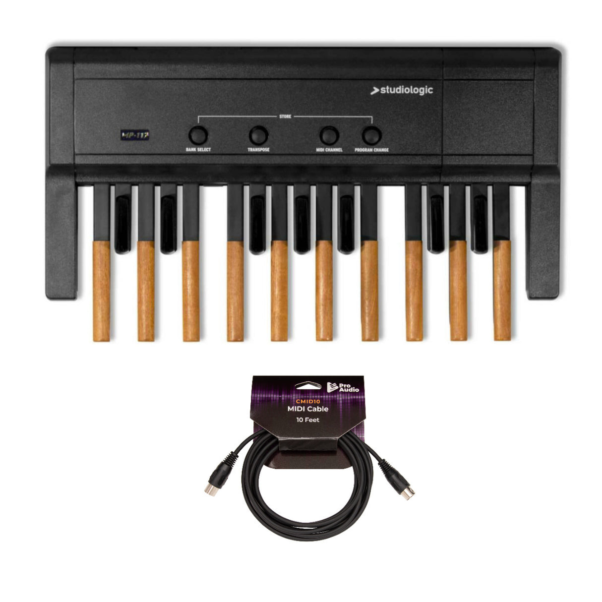 Studiologic MP-117 MIDI Controller Pedal Board with 10ft MIDI Cable