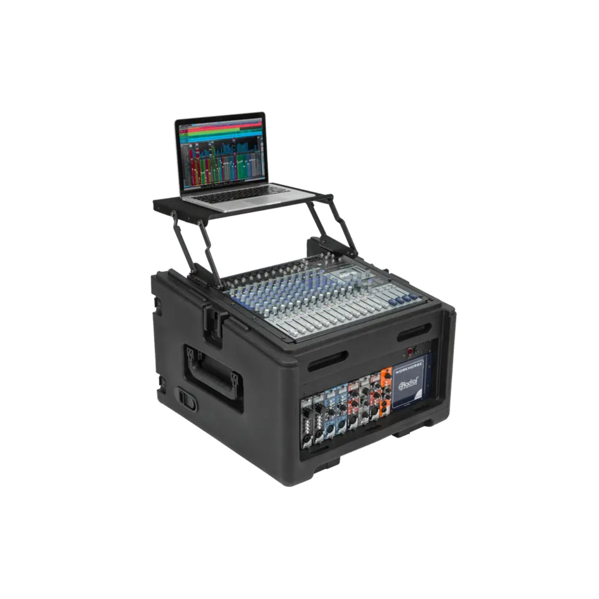 SKB Rolling 10U Top 4U Front Rear Rack Case with Wheels Locking Latches