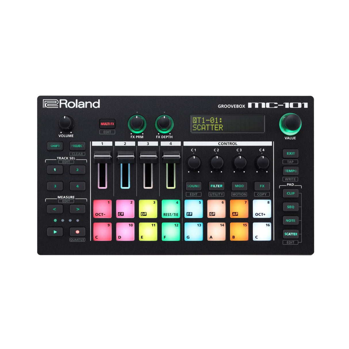 Roland MC-101 Compact Portable Four-Track with Decksaver Bundle (2 Items)