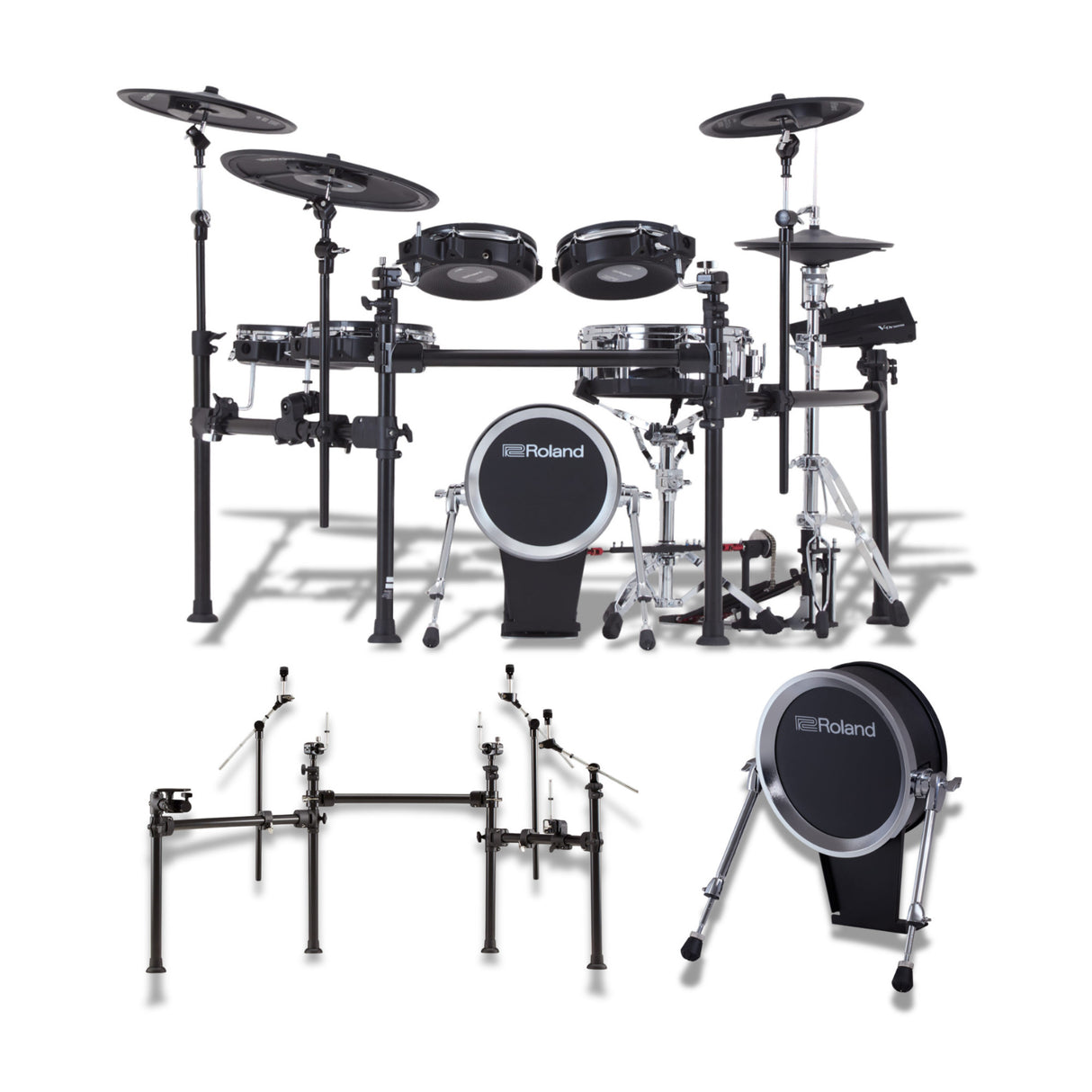 Roland TD713 V-Drum Set with V71 Module Digital Snare and 18-Inch Ride Bundle