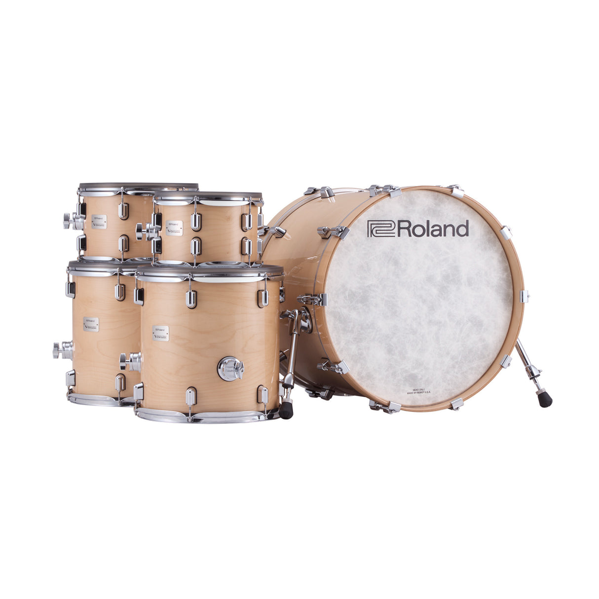 Roland VAD716 V-Drums Acoustic Kit with V71 Module Digital Snare (Gloss Natural)