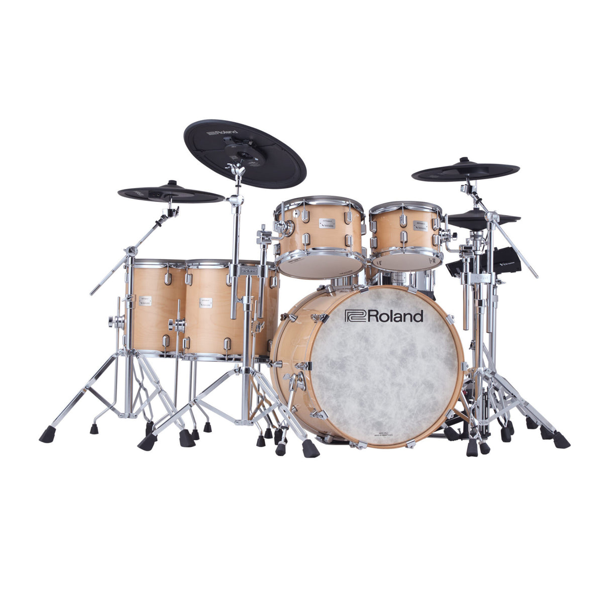 Roland VAD716 V-Drums Acoustic Kit with V71 Module Digital Snare (Gloss Natural)
