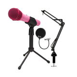 Samson Q2U USB and XLR Pink Microphone and Boom Arm Microphone Stand Bundle