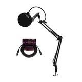 Shure SM58-LC Vocal Microphone with Knox Gear Boom Arm, Pop Filter and XLR Cable