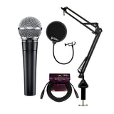 Shure SM58-LC Vocal Microphone with Knox Gear Boom Arm, Pop Filter and XLR Cable