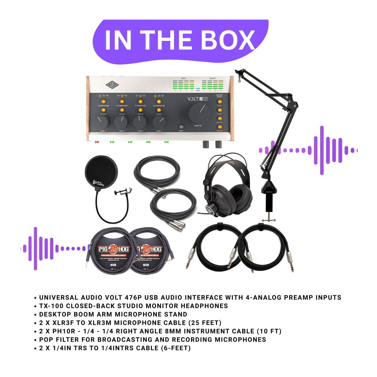 Universal Audio VOLT-476P USB Audio Interface with Headphones, and Accessories