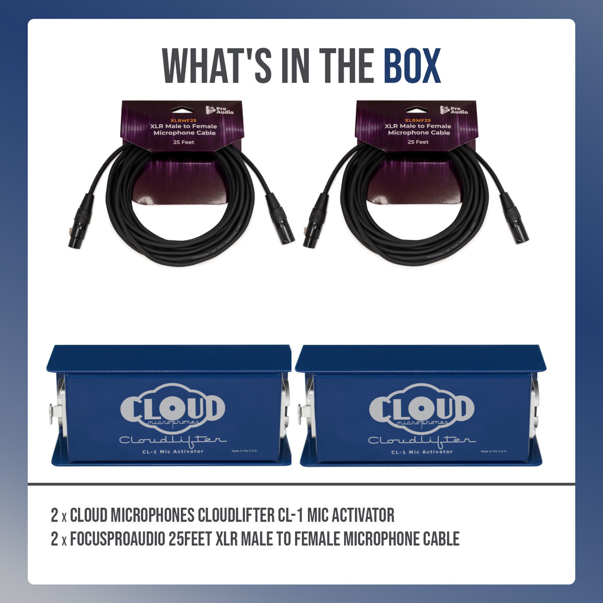 Cloud Microphones Cloudlifter CL-1 Mic Activator (2-Pack) with 2x XLR Cables