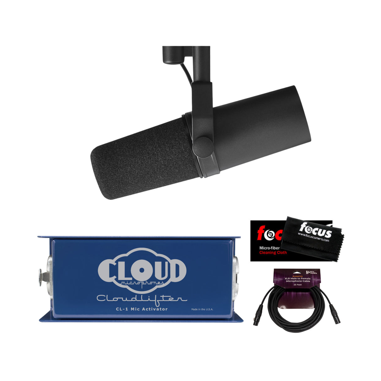 Shure SM7B Cardioid Dynamic Vocal Microphone Bundle with Accessories