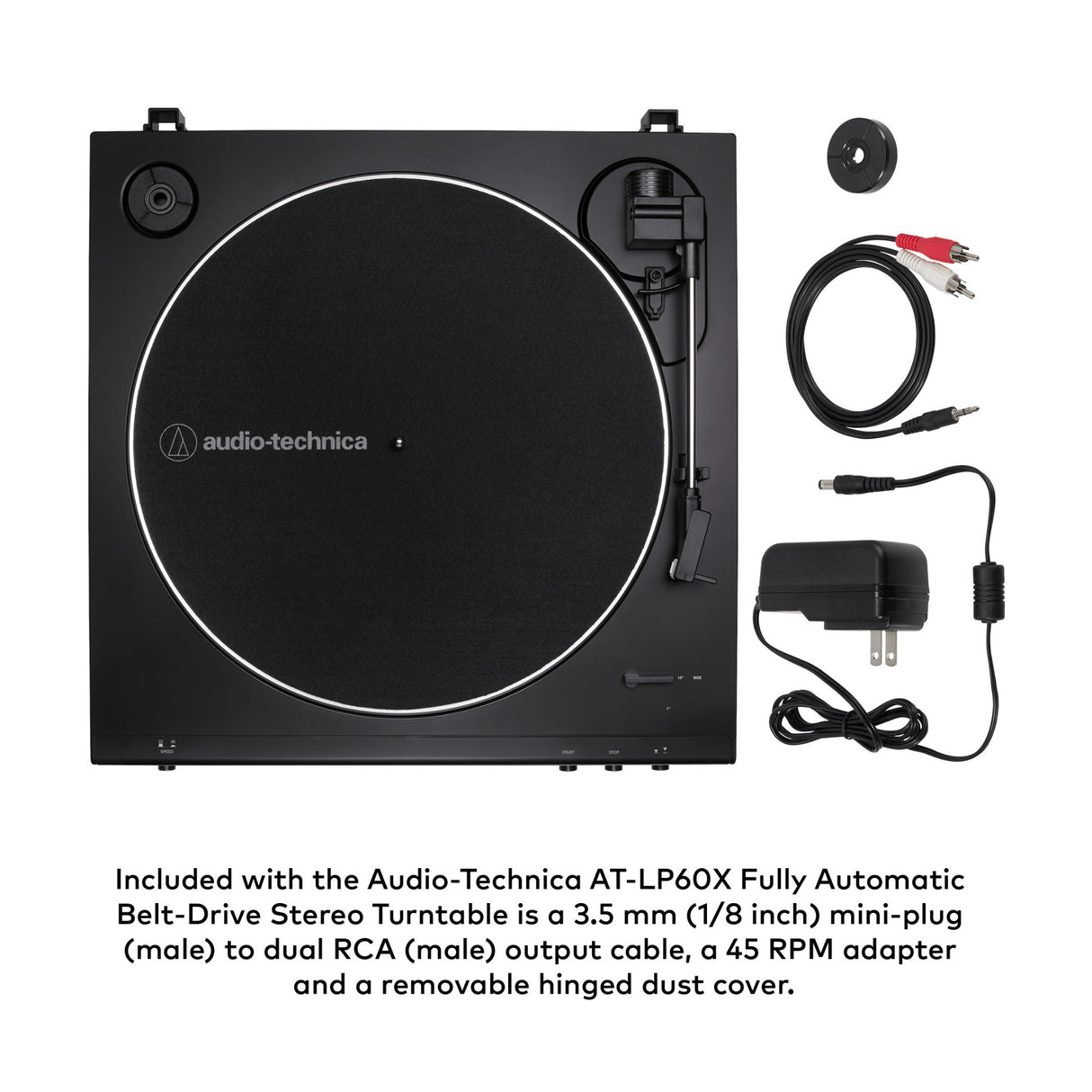 Audio-Technica AT-LP60X Fully Automatic Belt-Drive Stereo Turntable (Black)