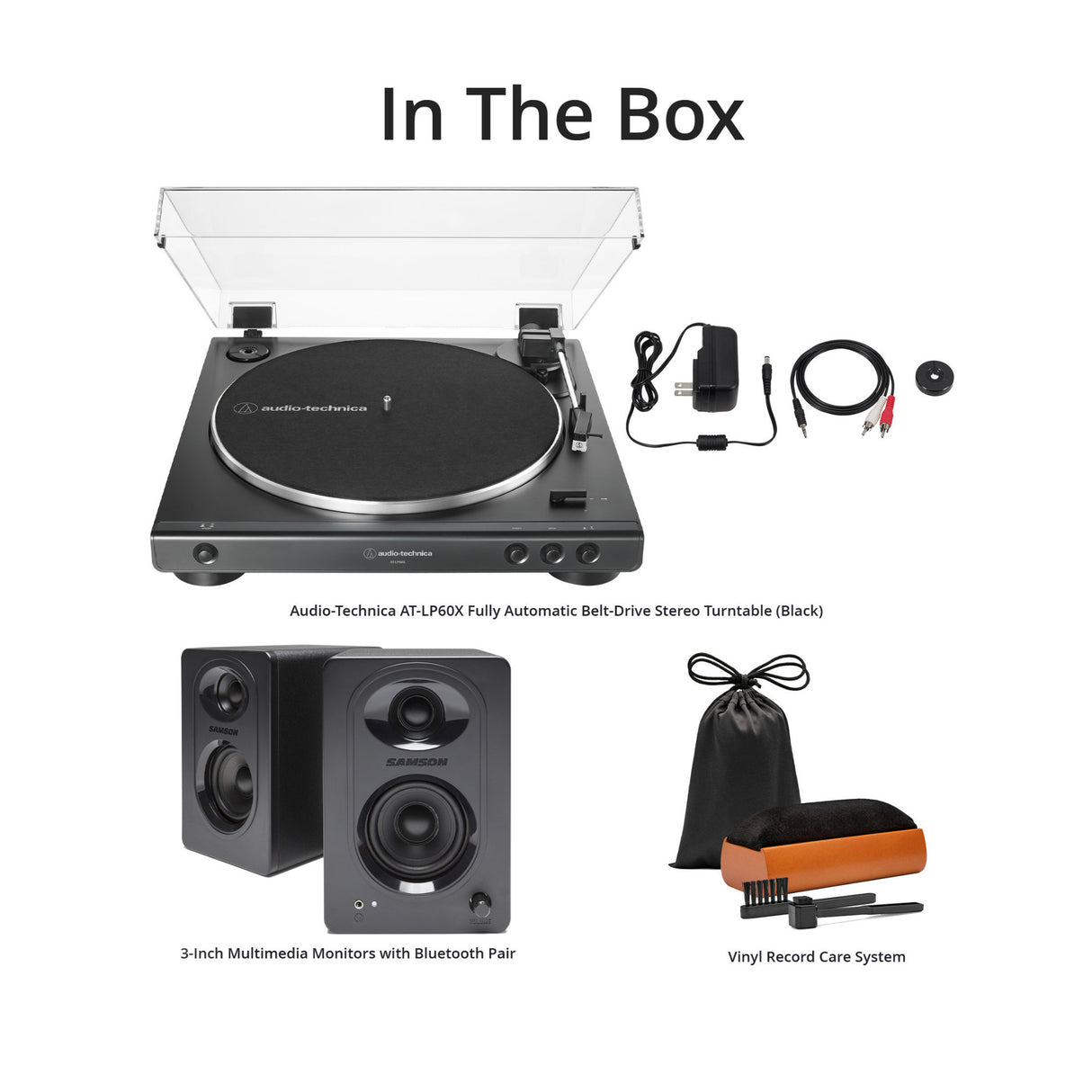 Audio-Technica AT-LP60X Fully Automatic Belt-Drive Stereo Turntable (Black)