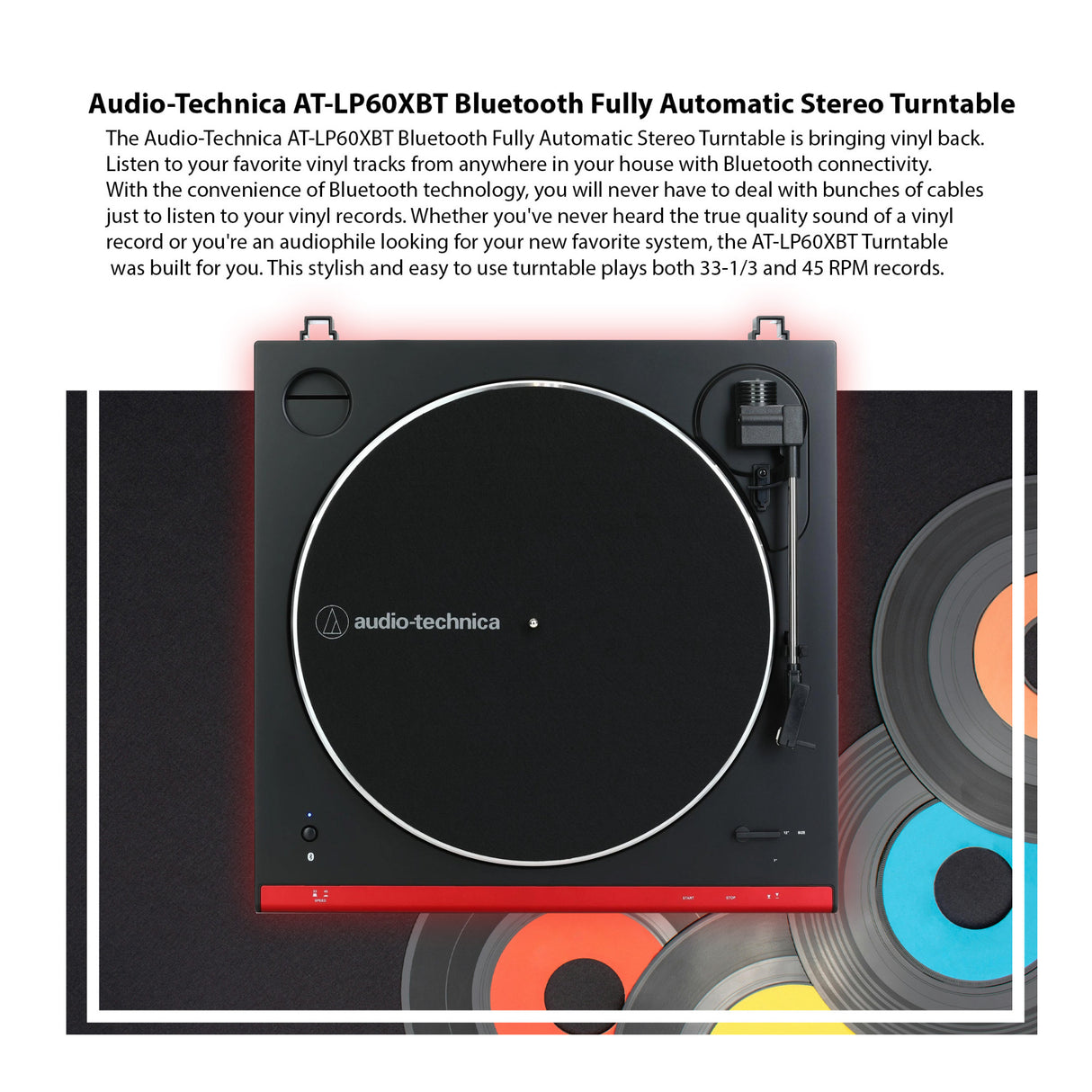 Audio-Technica AT-LP60XBT Bluetooth Fully Automatic Stereo Turntable Bundle
