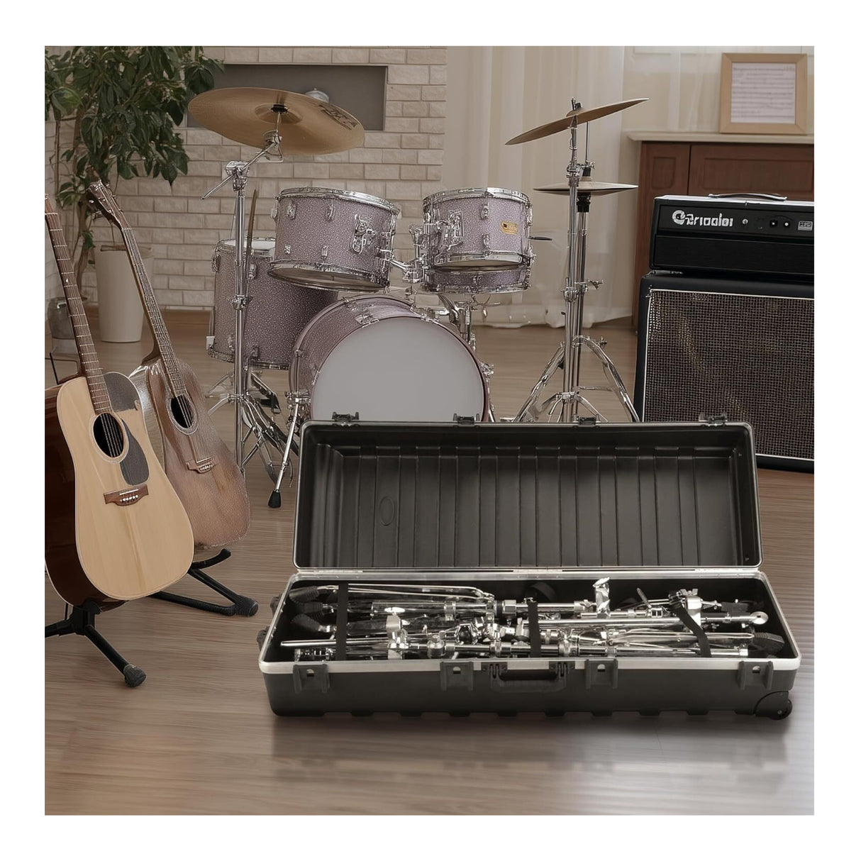SKB Hard Case with Wheels and Straps - Heavy-Duty Polyethylene Shell (Black)