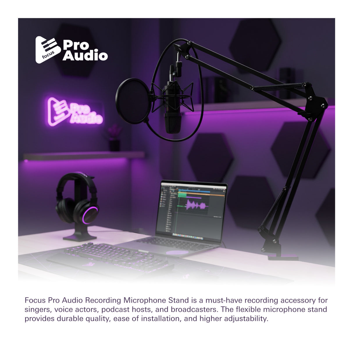 Audio-Technica AT2035 Vocal Microphone with Monitor Headphones and Mic Stand