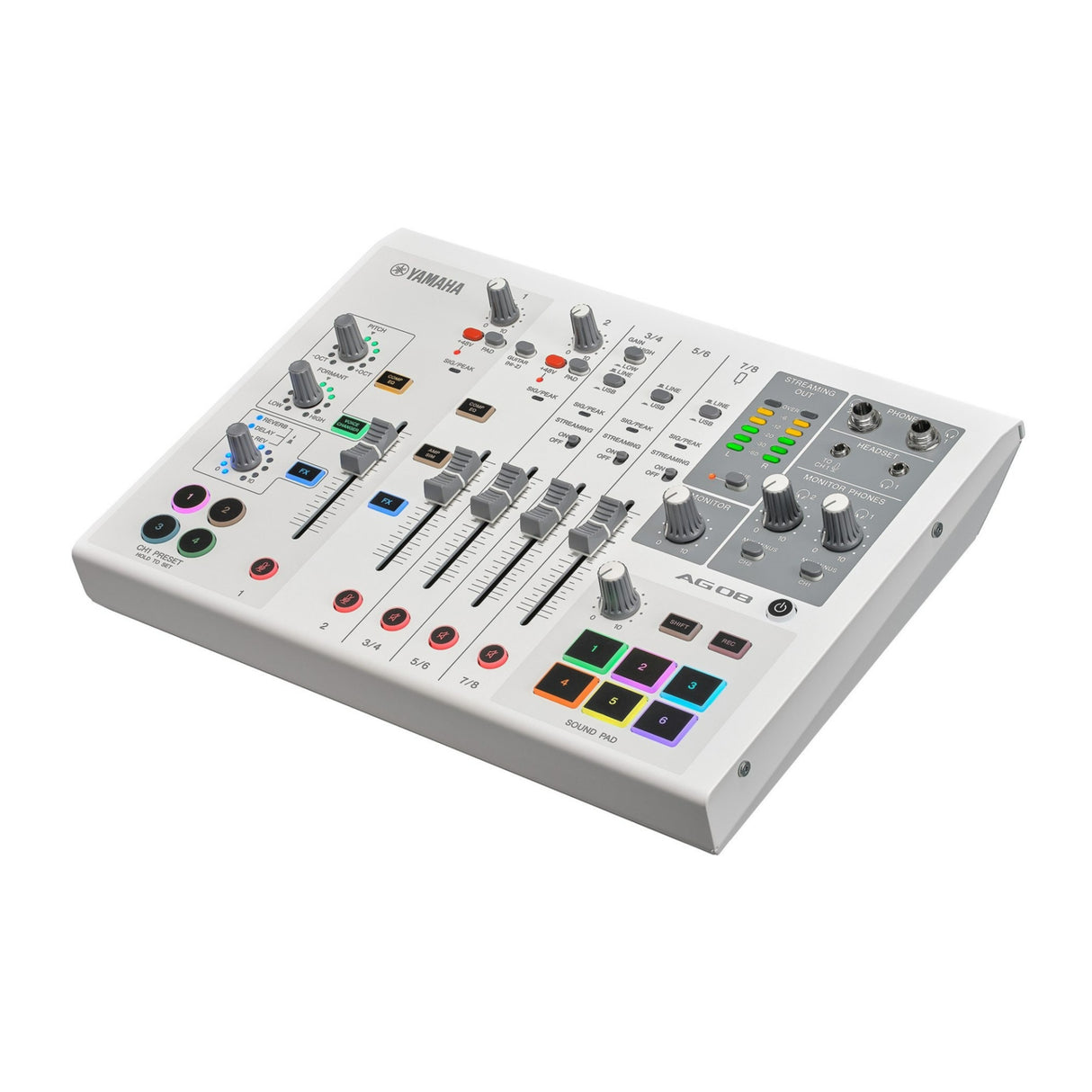 Yamaha AG08 8-Channel Live Streaming Loopback Mixer/USB Interface (White)