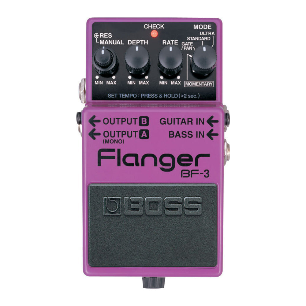 BOSS BF-3 Flanger Ultra and Gate/Pan Modes Guitar Effects Pedal with Bass Inputs