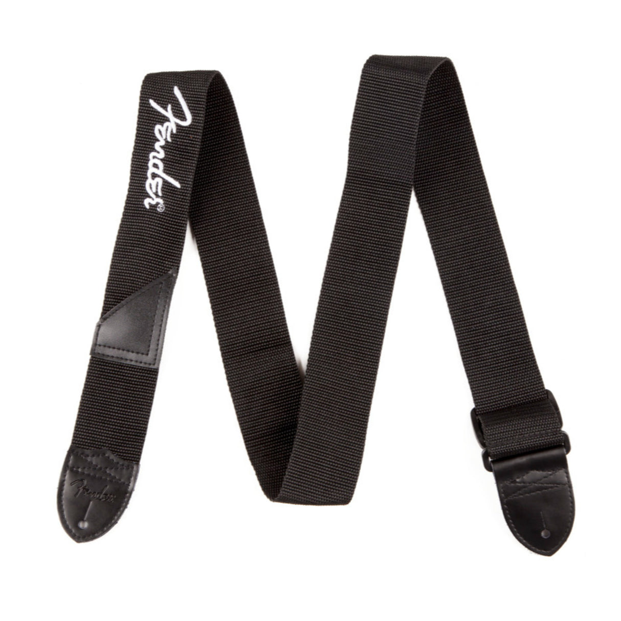 Fender Logo 2-inch Black Polyester Strap with White Fender Logo