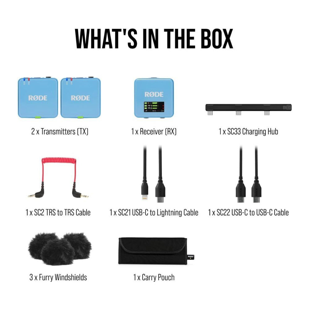 RODE Wireless GO (Gen 3) Compact Wireless Microphone System (Blue) (Open Box)