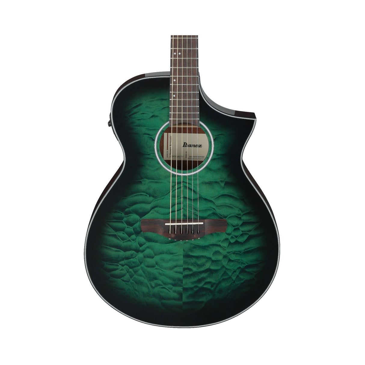 Ibanez AEWC16QA 6-String Acoustic-Electric Guitar (Transparent Emerald Burst)