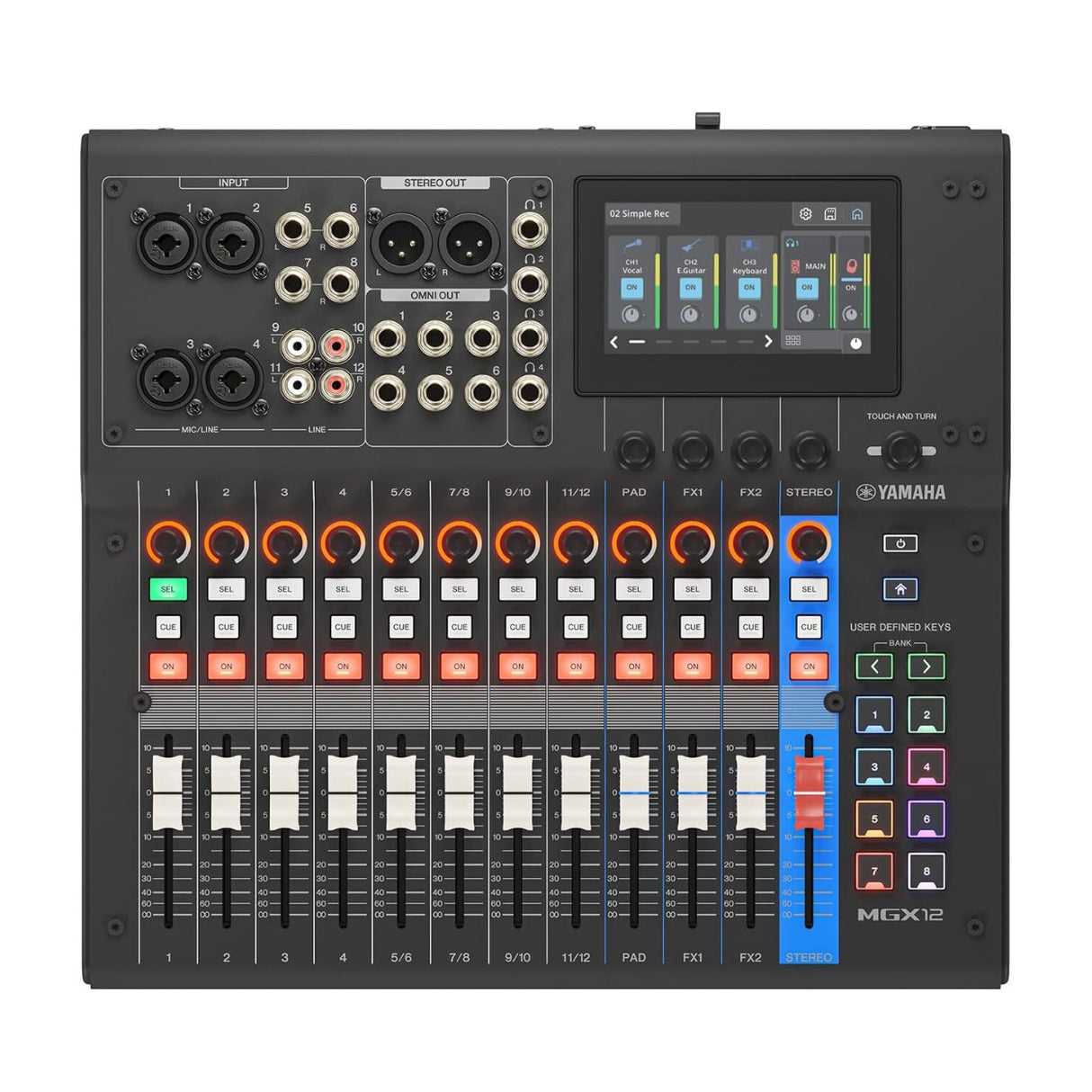 Yamaha MGX12 18ch Digital Mixing Console Dual USB-C Audio Interface (Black)