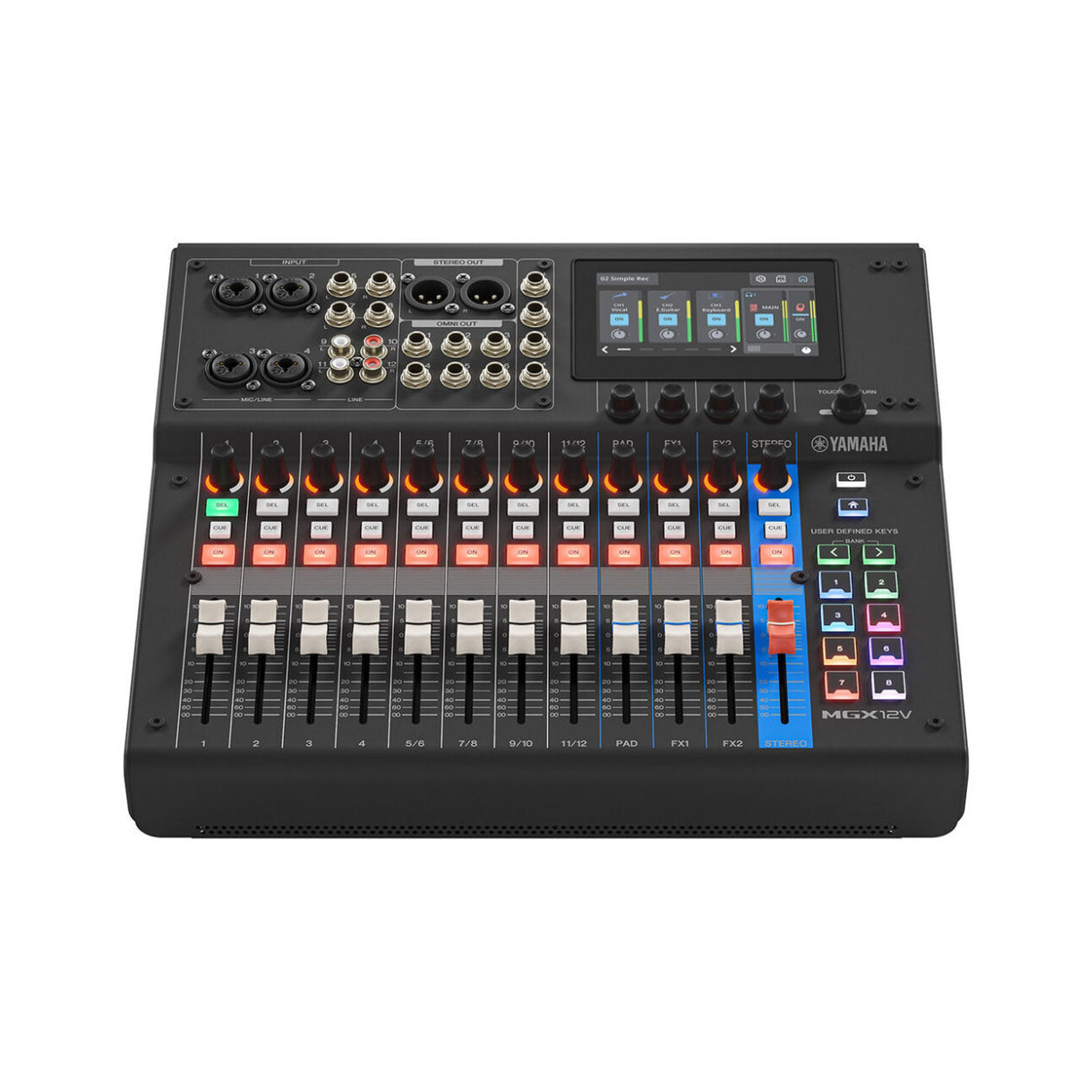 Yamaha MGX12V 18-Channel Digital Mixing Console Dual USB-C Audio/Video Interface (Black)