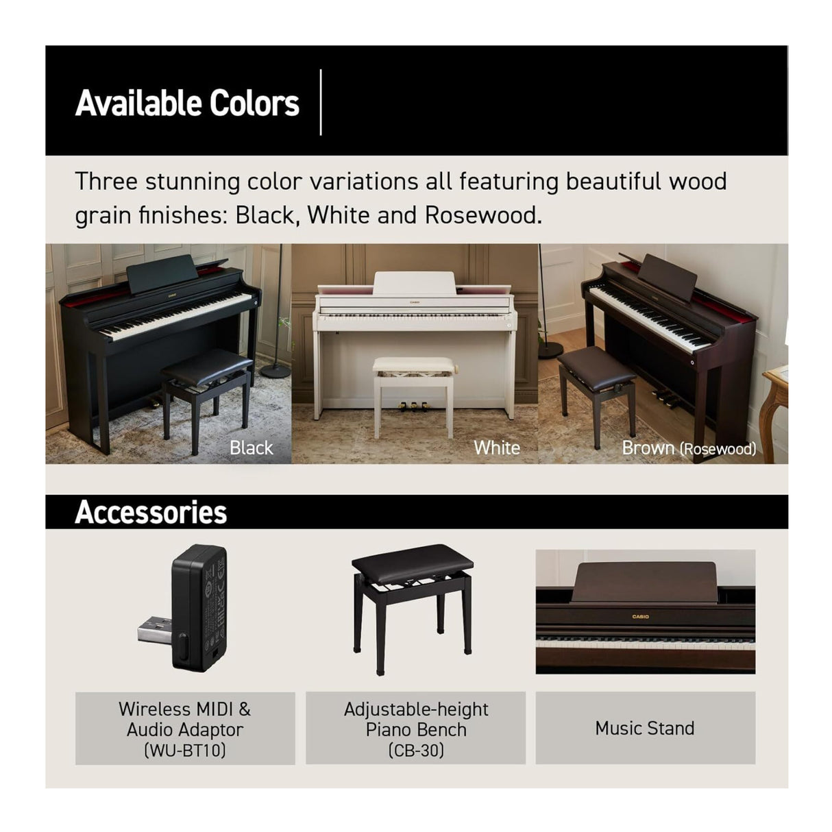 CaCasio Celviano AP-300 Digital Piano with Adjustable Bench (Black)