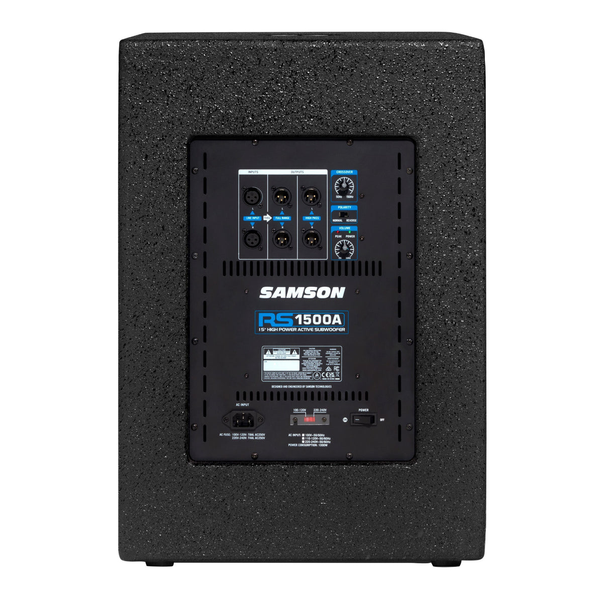 Samson RS1500A Active Subwoofer 15 inch with 1000W Power (Black) (Open Box)