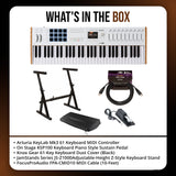 Arturia KeyLab Mk3 61 Keyboard White MIDI Controller with DAW Integration Bundle