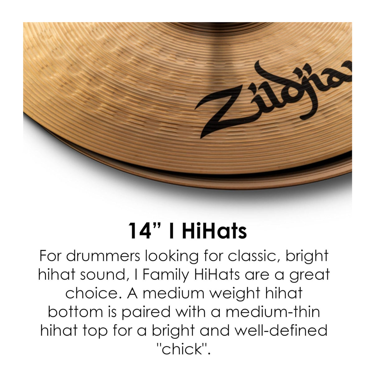 Zildjian Family 14 Inch HiHat Cymbal with Bright Alloy Copper (Pair)