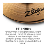 Zildjian Family 14 Inch HiHat Cymbal with Bright Alloy Copper (Pair)