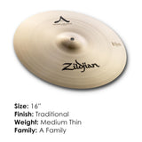 Zildjian Company A Series Medium-Thin Crash Cymbal (16 Inches)