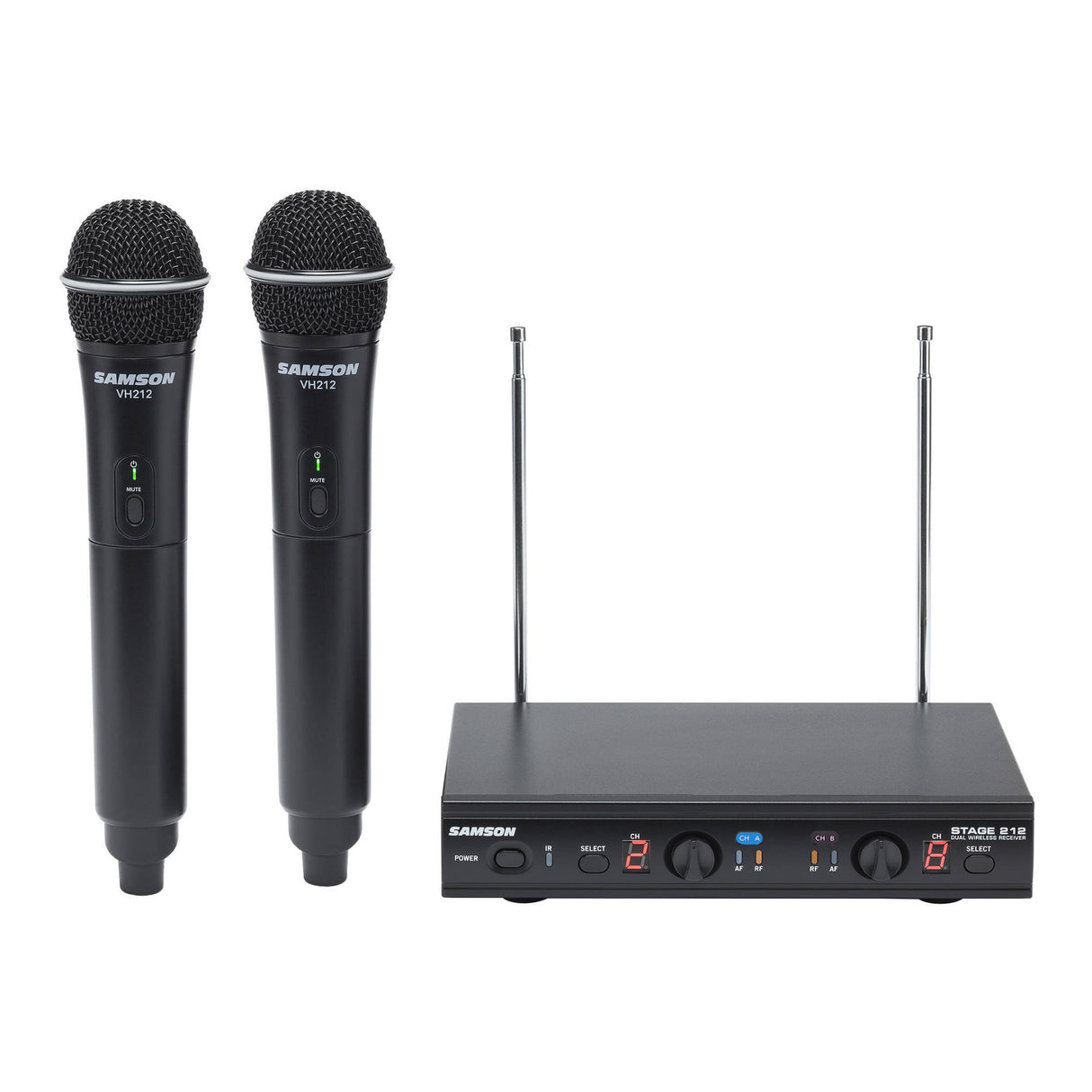 Samson SWS212HH-E Stage 212 Dual Vocal VHF Wireless System (2) Q6 Dynamic Mics