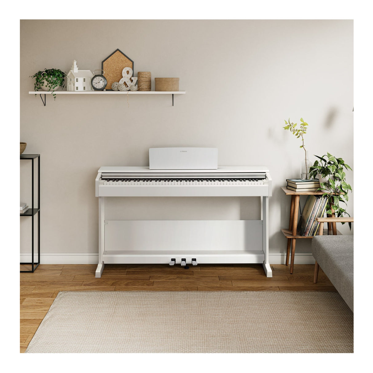 Yamaha Arius YDP-105 88-key Digital Piano with 3-pedal Unit and Bench (White)