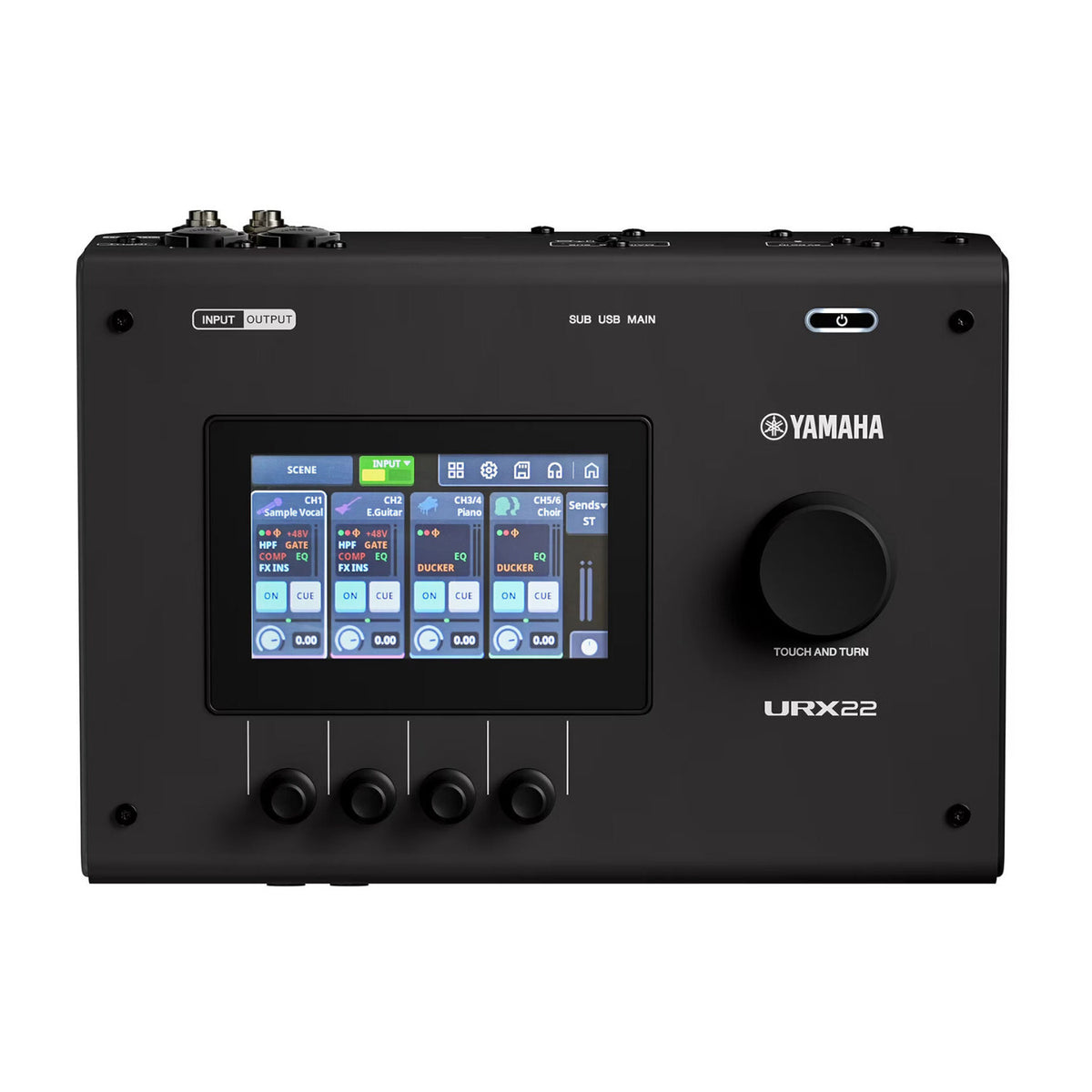 Yamaha URX22 4x2 USB-C Audio Interface with Touchscreen DSP (Black Finish) (Open Box)