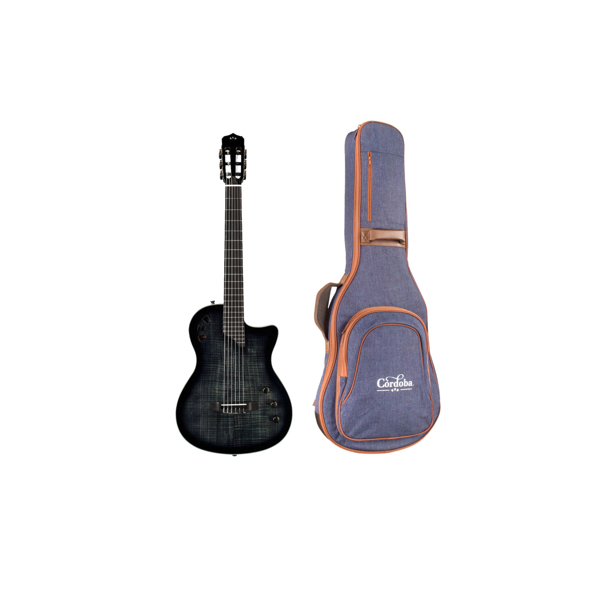 Cordoba Stage Nylon 6-String Electric Guitar with Gig Bag (Black Burst)