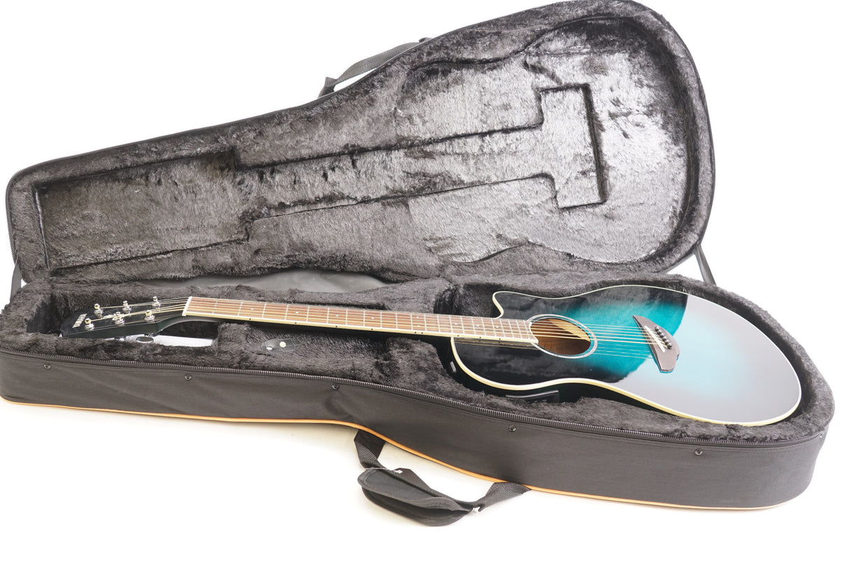 Yamaha APX600OBB Thinline Acoustic-Electric Guitar (Blue Burst) Bundle with Case (Used)