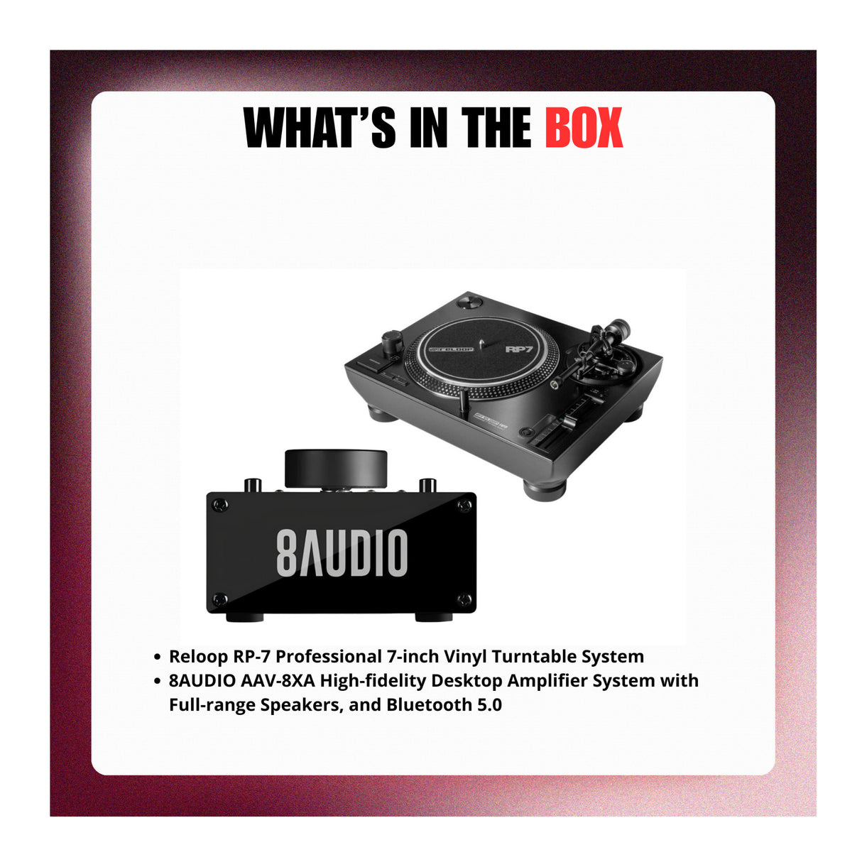 Reloop RP-7 Pro 7in Vinyl Turntable System with Amplifier and FR Speaker Bundle