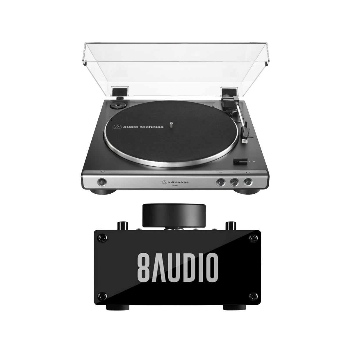 Audio-Technica AT-LP60X Turntable (Gunmetal) with Desktop Amplifier System