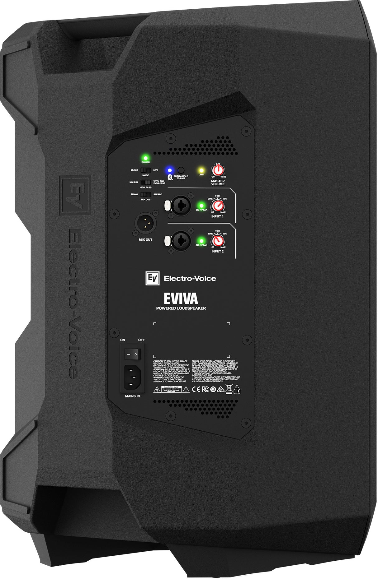 Electro Voice EVIVA12P 12 Inch 1000W Powered Loudspeaker with Bluetooth (Black)
