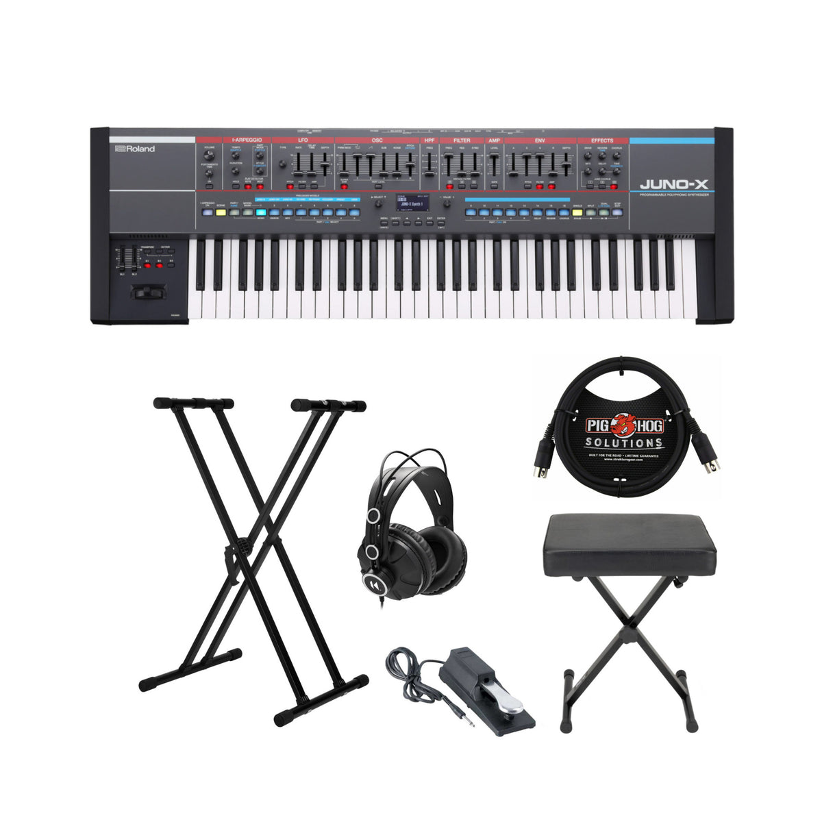 Roland Juno-X Programmable Polyphonic Keyboard Synthesizer with Accessories